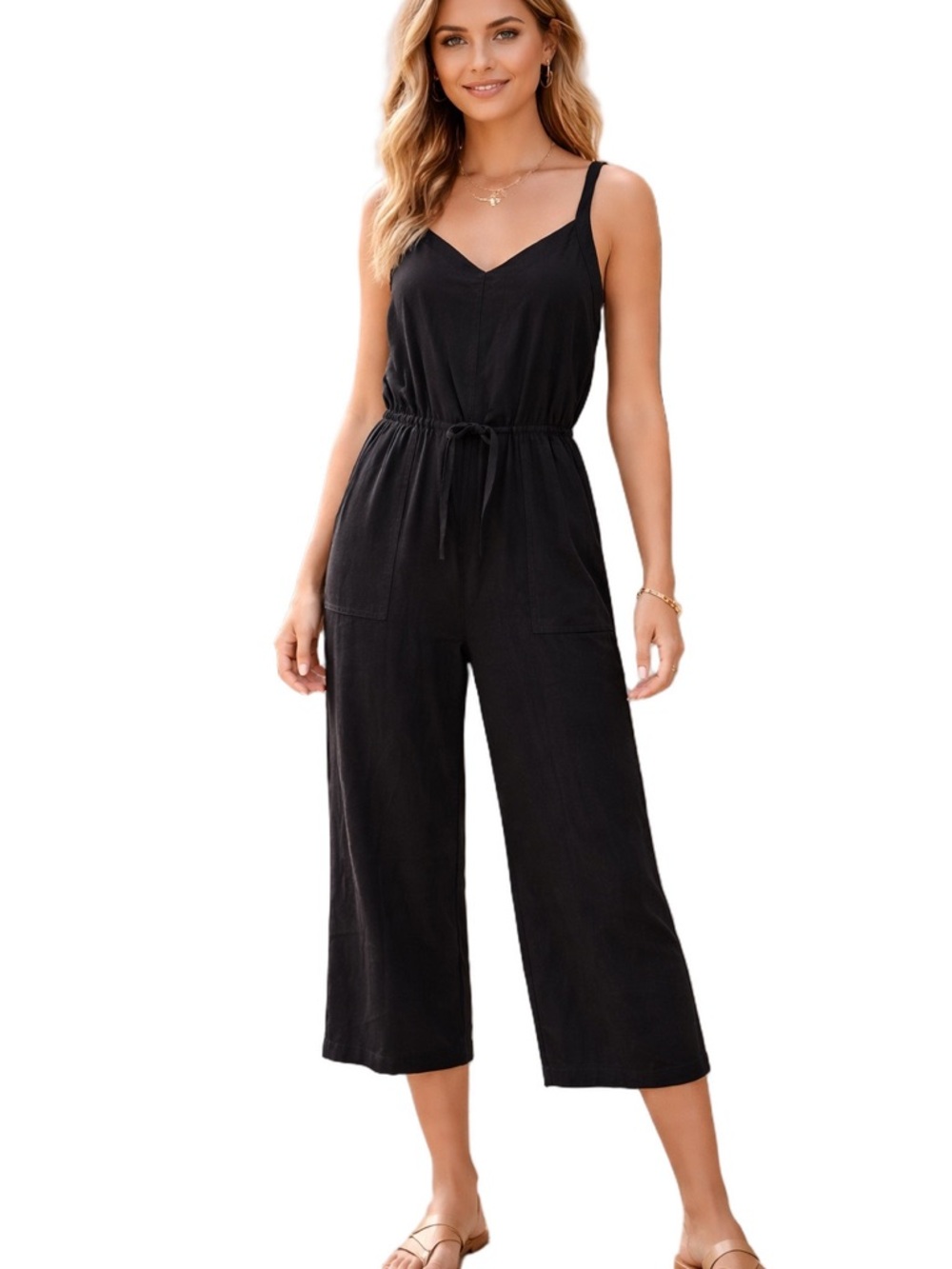 Old Navy Black Wide-Leg Strappy Jumpsuit-NWT
